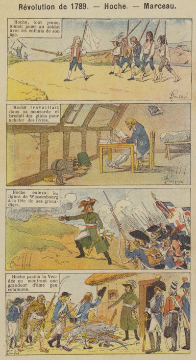 Vuoden 1789 vallankumous, Hoche, Marceau (värilitho) tekijältä Louis Charles (after) Bombled