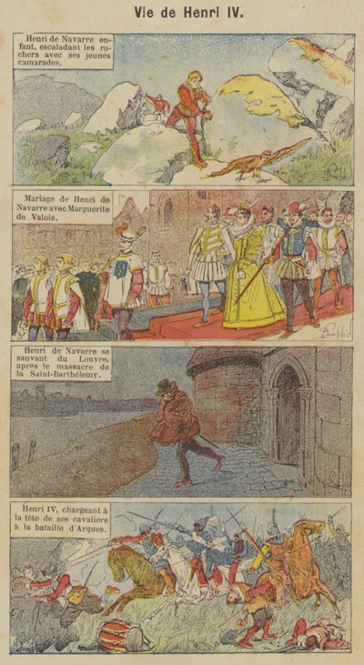 Henry IV:n elämä (lithoväri) tekijältä Louis Charles (after) Bombled