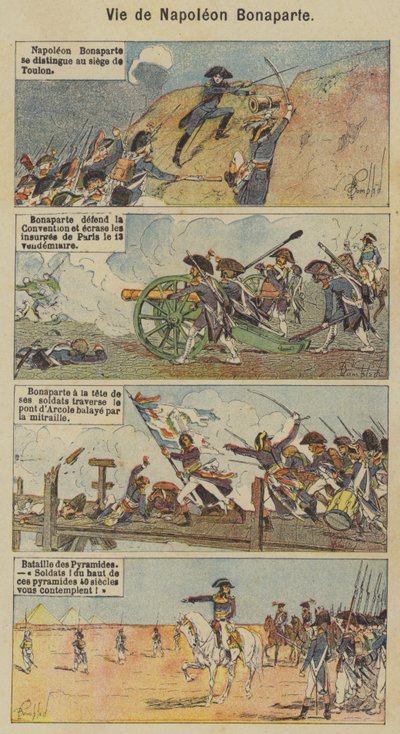 Napoleon Bonaparten elämä (väri litho) tekijältä Louis Charles (after) Bombled