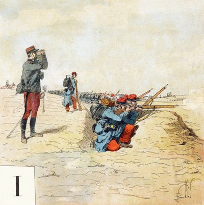 Kirjain I: Jalkaväki, "Je serai soldat" (Minusta tulee sotilas) - Sotilaaakkoset tekijältä Louis Charles Bombled