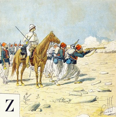 Kirjain Z: Zouaves, "Je serai soldat" (Minusta tulee sotilas) - Sotilaaakkoset tekijältä Louis Charles Bombled