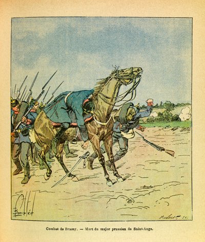 Eugene Sergeantin itäarmee, joka tunnetaan nimellä Grenest, kuvannut Louis Bombled (1862-1927) (Ranskan ja Saksan sota; kampanja 1870-1871): Marraskuussa 1870 Brazeyn taistelujen aikana Preussin majuri Saint Ange ammuttiin alas, Yksityinen kokoelma tekijältä Louis Charles Bombled