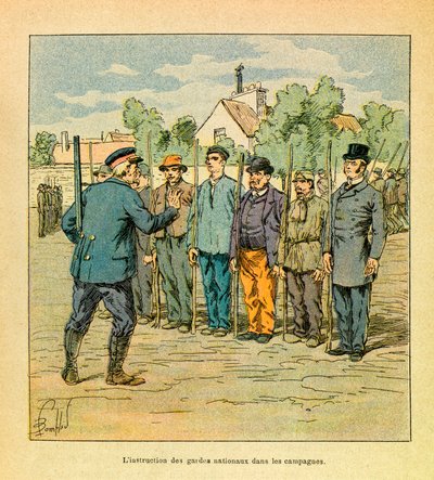 Louis Bombledin (1862-1927) kuvittama Eugene Sergeantin Itäinen armeija, joka tunnetaan nimellä Grenest (Ranskan ja Saksan sota; kampanja 1870-1871): Kansalliskaartin koulutus alueen puolustuskampanjoissa, yksityiskokoelma. tekijältä Louis Charles Bombled