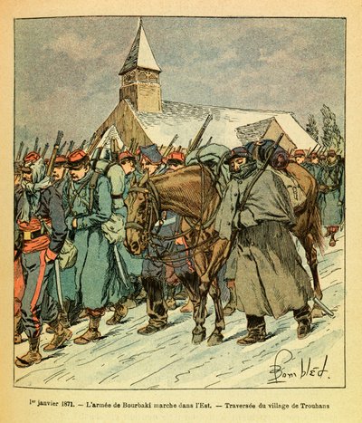 Eugene Sergeantin itäinen armeija, joka tunnetaan nimellä Grenest, kuvannut Louis Bombled (1862-1927) (Ranskan ja Saksan sota; kampanja 1870 -1871): 1. tammikuuta tekijältä Louis Charles Bombled