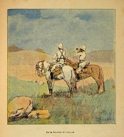 Madagaskarin sota - Henri Galli dit Galllichet (1854-1922) ranskalaisten tutkimusretkien anekdoottinen historia, kuvittanut Louis Bombled (1862-1927): Sotilas tiedustelussa Imernen ja Madagaskarin rajalla, Private vuonna 1895 Kokoelma tekijältä Louis Charles Bombled