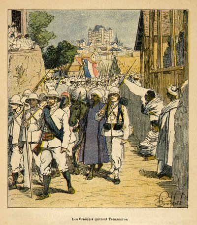 Madagaskarin sota - Henri Galli dit Galllichetin (1854-1922) ranskalaisten tutkimusretkien anekdoottinen historia vuosina 1885-1895, kuvittanut Louis Bombled (1862-1927): Yksityiskokoelma tekijältä Louis Charles Bombled
