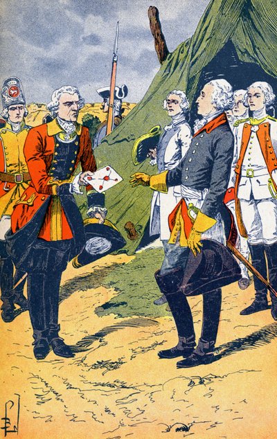 Washington vastaanottaa Yorktownin antautumisen tekijältä Louis Charles Bombled