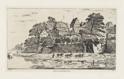 Näkymä Neckargemündille (Baden-Württemberg) Neckargemünd (otsikko esineessä) tekijältä Louis Charles Hora Siccama