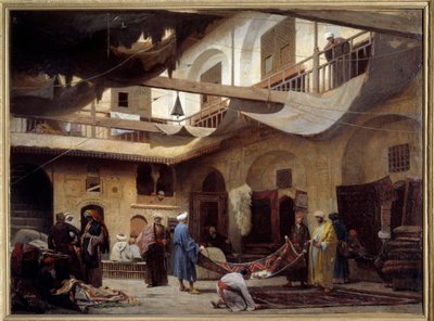 Kairon Khan-Khabilin mattobasaari vuonna 1866. Louis Claude Mouchotin (1830-1891) maalaus tekijältä Louis Claude Mouchot