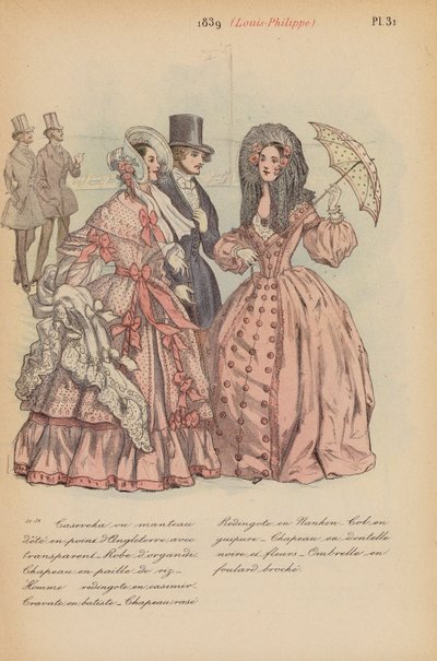 Ranskalainen muoti: Louis-Philippe (värilitro) 1839. tekijältä Louis Colas