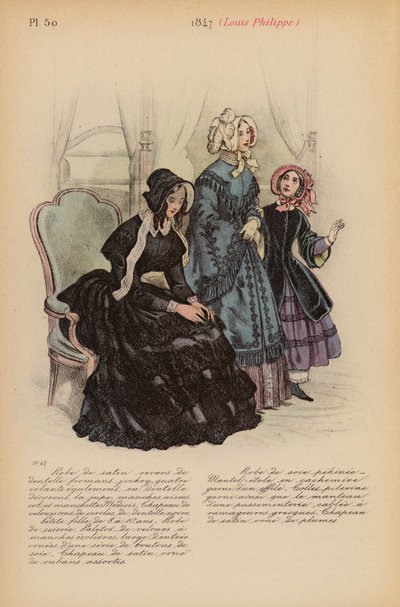 Ranskalainen muoti: Louis-Philippe (värilitro) 1847. tekijältä Louis Colas