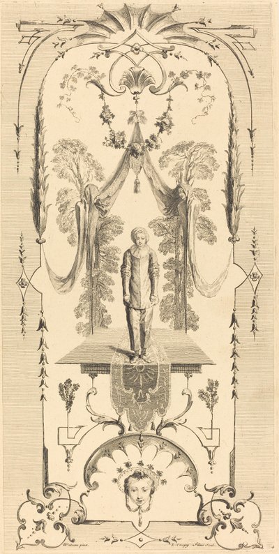 Gilles tekijältä Louis Crépy after Antoine Watteau
