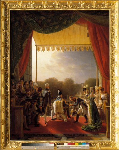 Ludvig XVIII, kuninkaallisen perheen jäsenten ympäröimänä, osallistui Tuileries