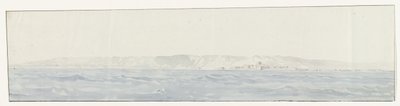 Gezicht op Crotone en de kust Näkymä Crotonelle ja rannikolle (otsikko esineessä) Matkat Italiassa, Sisiliassa ja Maltassa - 1778 (sarjan nimi) tekijältä Louis Ducros