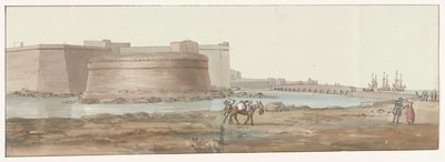 Gezicht op Gallipoli Gallipoli sisäänkäynnin näkymä (otsikko esineessä) Matkat Italiassa, Sisiliassa ja Maltassa - 1778 (sarjan nimi) tekijältä Louis Ducros