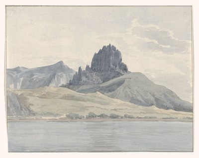 Näkymä Pentidatilon rannikolle Spartiventon niemen toisella puolella Vue de la cote de Pentidatilo au delà du Cap de Spartivento (otsikko esineessä) Voyage en Italy ja Sicile et à Malte - 1778 (sarjan nimi) tekijältä Louis Ducros