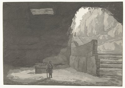 Fonteinin luola de oude stad Manduriassa Pliniusin mainitsema mandurialaisten luola ja lähde Matkat Italiassa, Sisiliassa ja Maltassa - 1778 (sarjan nimi) tekijältä Louis Ducros