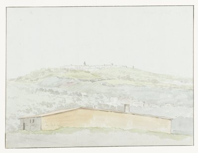 Klassieke zuil in haven van Brindisi Muinainen pylväs Brindisin satamassa (otsikko esineessä) Matkat Italiassa, Sisiliassa ja Maltassa - 1778 (sarjan nimi) tekijältä Louis Ducros