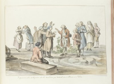 Neuvottelut ryhmäoppaan ja muulinkuljettajien välillä, joiden kanssa he menevät Etnalle Dispute de notre antiquaire avec les muletiers qui devaient nous conduire à L