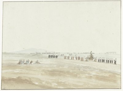 Processie in de omgeving van Cerignola Kulkue lähtee Cerignolasta (nimi esineellä) Matkat Italiassa, Sisiliassa ja Maltassa - 1778 (sarjan nimi) tekijältä Louis Ducros