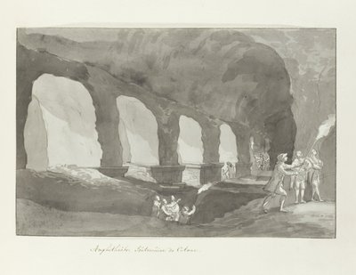 Cataniën maanalainen amfiteatteri Catanian amfiteatteri (otsikko esineessä) Matkat Italiassa, Sisiliassa ja Maltassa - 1778 (sarjan nimi) tekijältä Louis Ducros