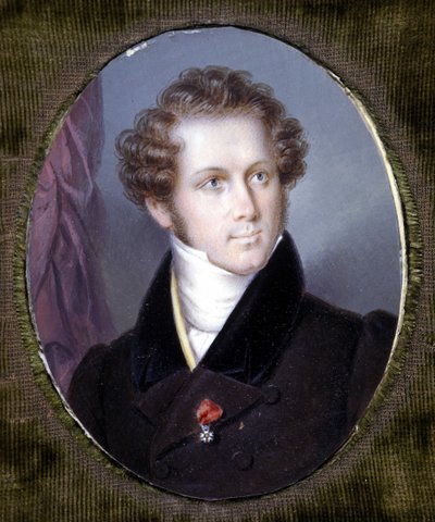 Vincenzo Bellinin (1801 - 1835) muotokuva Duprén miniatyyri. Scala museo. Milano. tekijältä Louis Dupré