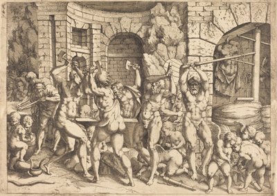 Vulcanin takomo tekijältä Louis Elle I after Francesco Primaticcio