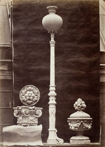 Sisätilojen yksityiskohdat ja kattokruunu, Théâtre du Vaudeville, Pariisi tekijältä Louis Emile Durandelle