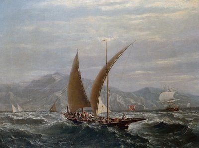 Välimerellinen tartaani (öljy kankaalle) tekijältä Louis Eugene Gabriel Isabey