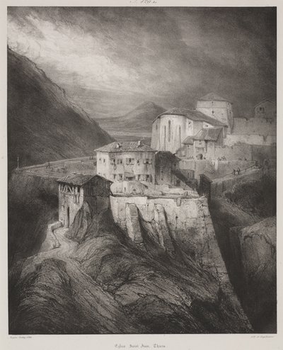 Saint Jeanin kirkko, Thiers, Auvergne tekijältä Louis Eugene Gabriel Isabey