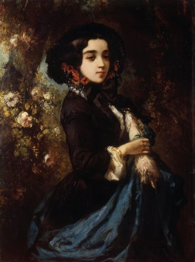 Muotokuva naisesta, noin 1860-65 (öljy kankaalle). tekijältä Louis Eugene Gabriel Isabey