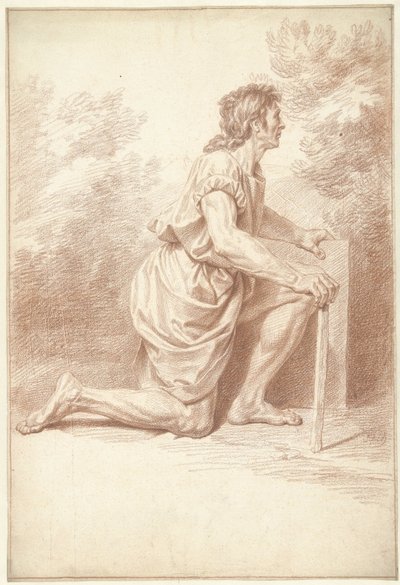 Polvistuva mies, oikealle tekijältä Louis Fabritius Dubourg