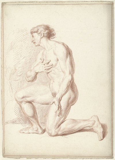 Mies alaston, polvillaan, kasvot vasemmalle tekijältä Louis Fabritius Dubourg