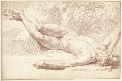 Mies alaston, selällään, kasvot oikealle tekijältä Louis Fabritius Dubourg