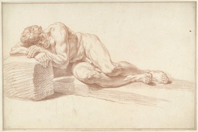 Mies alaston, kyljellään, kasvot vasemmalle tekijältä Louis Fabritius Dubourg