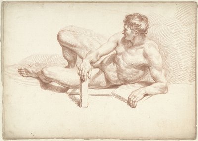 Mies alaston, makaa, lepää vasemmalla käsivarrella tekijältä Louis Fabritius Dubourg