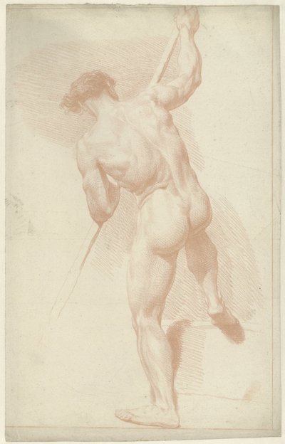 Mies alaston, seisomassa, takaa katsottuna tekijältä Louis Fabritius Dubourg