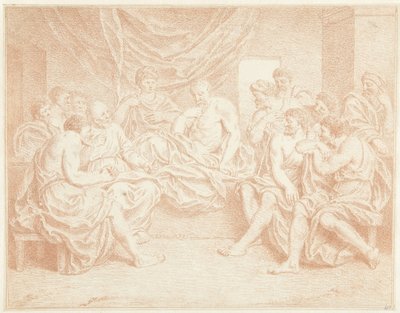Vanha mies sängyssä ihmisten ympäröimänä tekijältä Louis Fabritius Dubourg