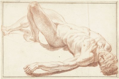 Tutkimus selällään makaavasta alaston miehestä, jolla on suora jalka tekijältä Louis Fabritius Dubourg