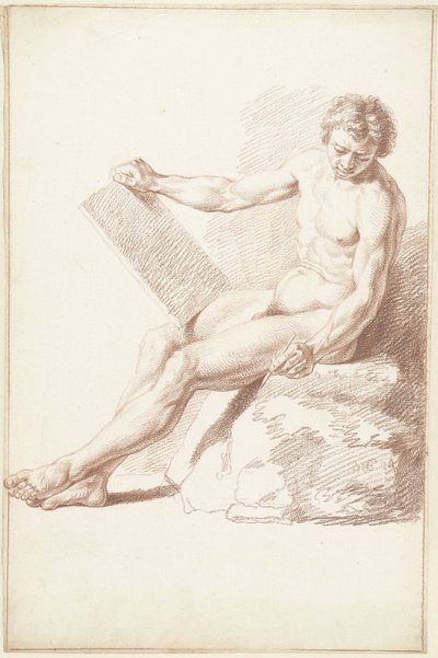 Istuu akatemiassa alasti, valmistelijana tekijältä Louis Fabritius Dubourg