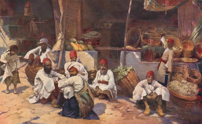 Persialainen kauppa (väri litho) tekijältä Louis Fairfax Muckley
