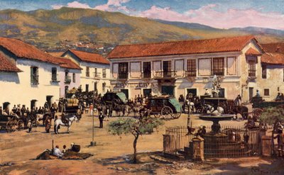 Kohtauksia La Pazissa, Boliviassa (värilitho) tekijältä Louis Fairfax Muckley