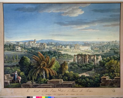 Näkymä Celianin kukkulalle, Rooma, n. 1800 tekijältä Louis Francois Cassas