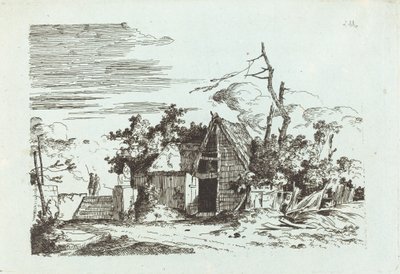 Maalaismainen navetta tekijältä Louis Gabriel Moreau the Elder