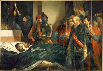 Brysselin suurherttuan viimeiset kunnianosoitukset Egmontin ja Hoornin kreiveille (maalaus kankaalle) tekijältä Louis Gallait