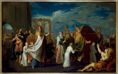La translation des reliques de Saint Augustin, luonnos maalausta varten Petits-Pèresin luostarin ruokasalissa (Notre-Dame-des-Victoiresin kirkko), nykyinen 2. arrondissement, noin 1698 -1708 (öljy). tekijältä Louis Galloche