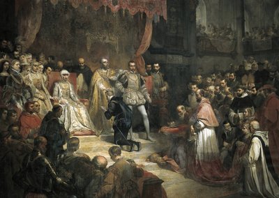 Kaarle V:n (1500-1558) luopuminen kruunusta hänen poikansa Philip II:n (1527-1598) hyväksi tekijältä Louis Galna