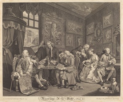 Avioliitto a la Mode: pl.1 tekijältä Louis Gerard Scotin after William Hogarth