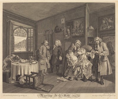 Avioliitto a la Mode: pl.6 tekijältä Louis Gerard Scotin after William Hogarth