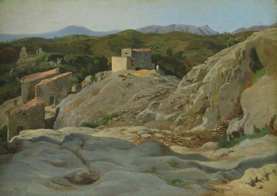 italialainen kylä (öljy kankaalle) tekijältä Louis Gurlitt